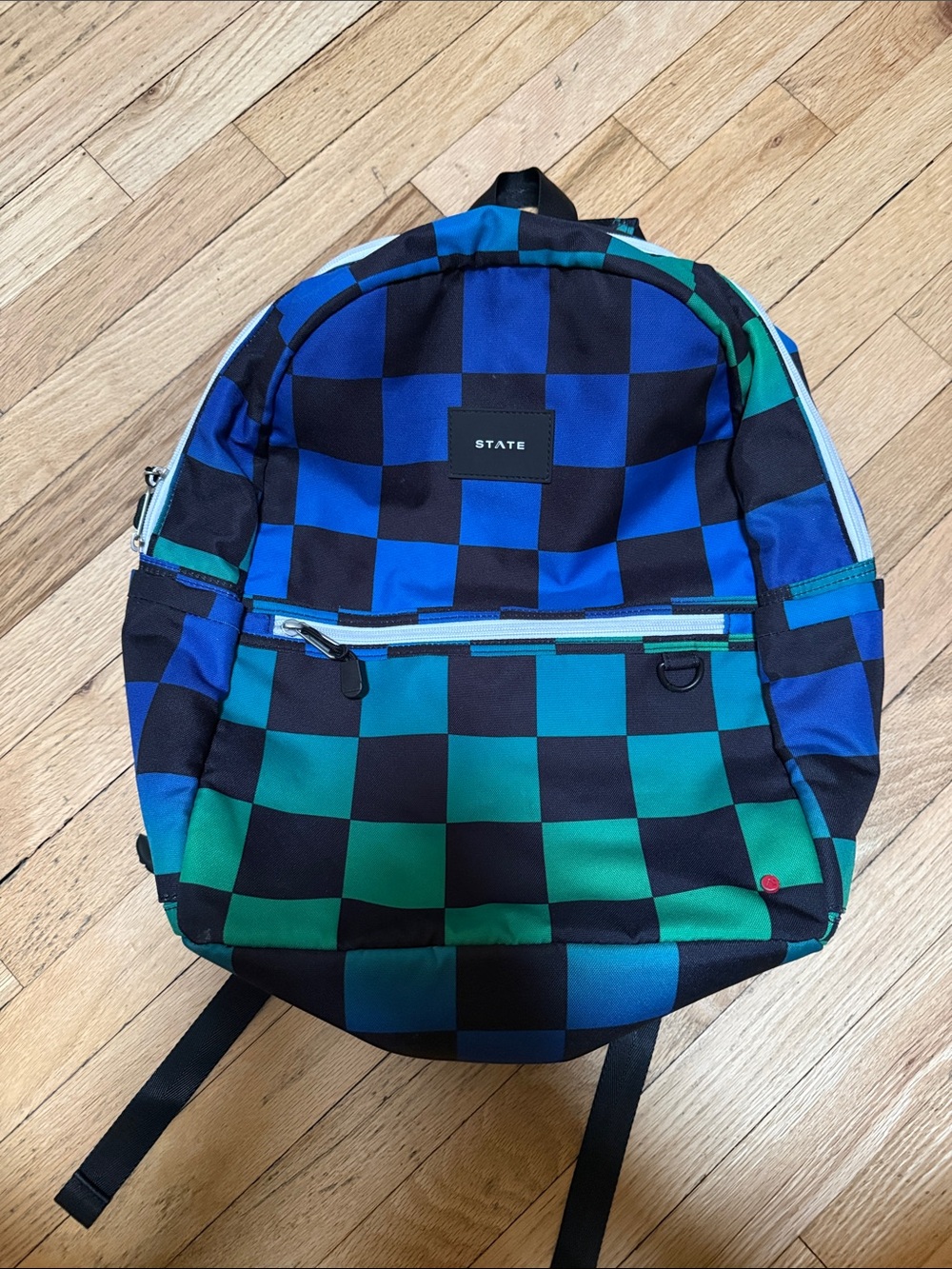 STATE Blue and Green Checkerboard Backpack